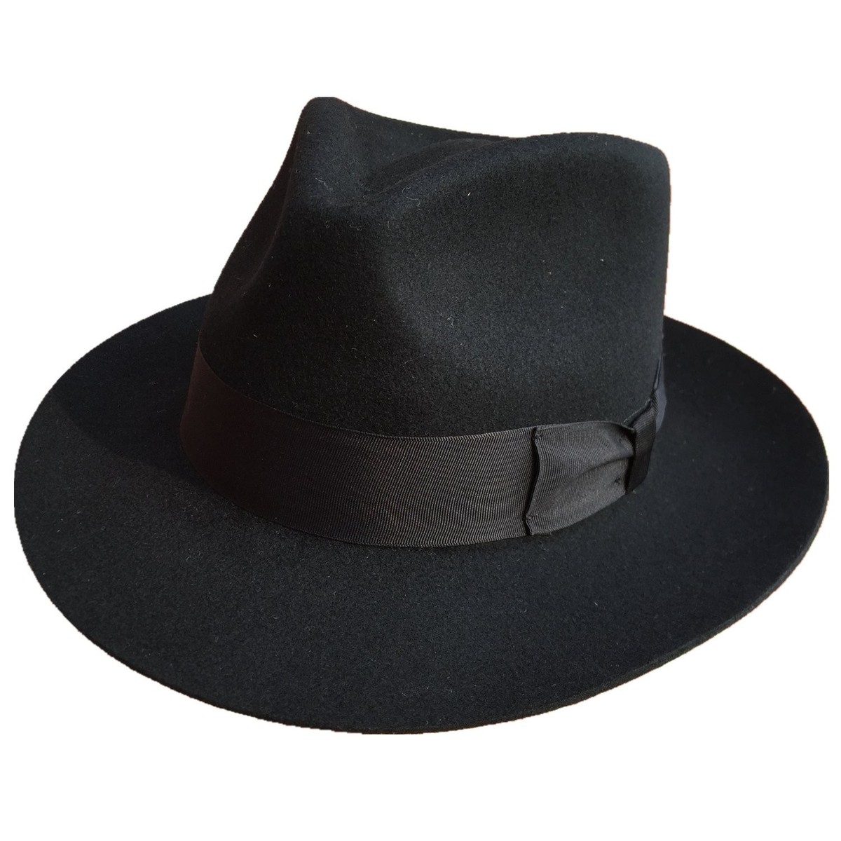 Mafia Gangster Mob Boss - Capstar Black Pinstripe Fedora Hat - Vintage NWOT - M TOP HEADWEAR Pinstripe Fedora Hat - Small/Medium Black at  main image 2