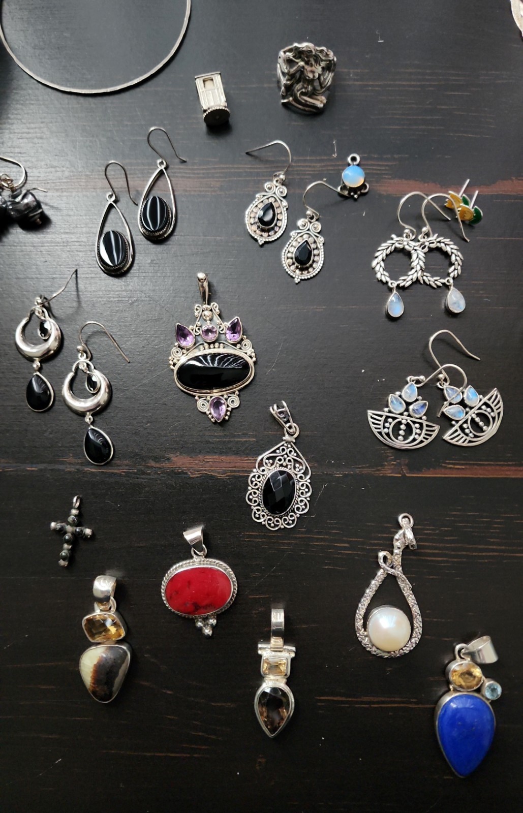 Sterling Silver Jewelry Lot 317.5g Vintage Mexico TAXCO Gemstones Wholesale Bulk