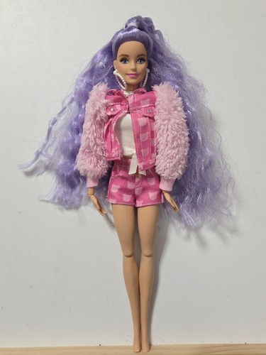 Barbie Extra Puppe #6 gxf08 lila Haare - . EUC. 🍦💜 Gelenk EUC C255