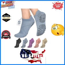 Moisture-Wicking Non-Slip Pilates Socks for Women - 5 Pairs, Perfect for Yoga
