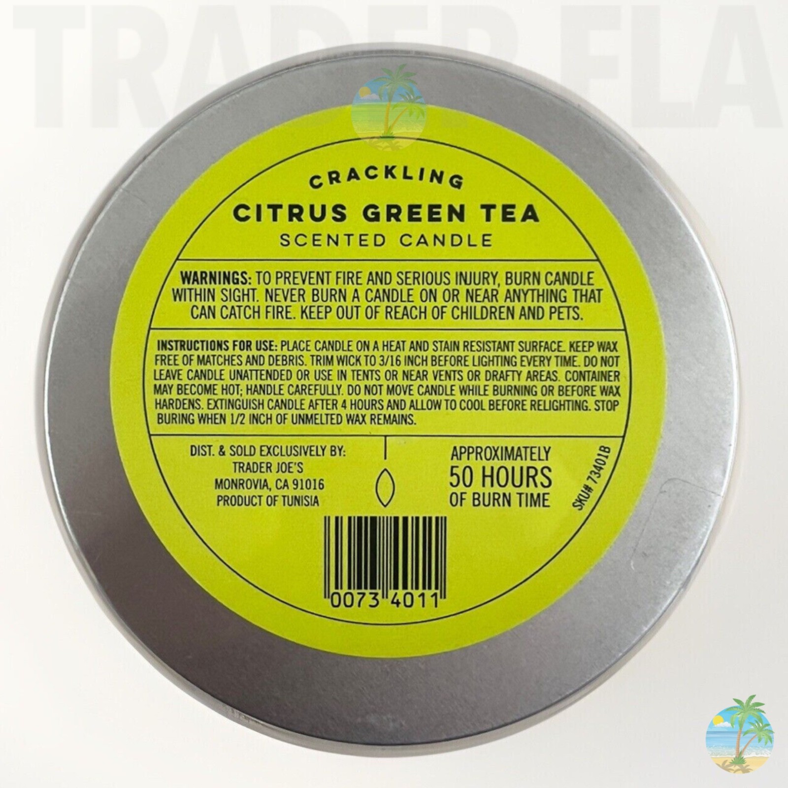 2Pack Trader Joes Crackling Citrus Green Tea Scented Candles Large ~50 hour burn