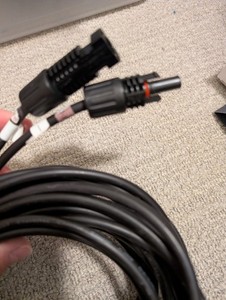 14 Feet Of 10AWG Solar Cable Solar Connectors On One End And Bare Wire On Other