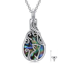 Cat Ashes Necklace 925 Sterling Silver Teardrop Abalone Pet Urn Necklace Cat ...