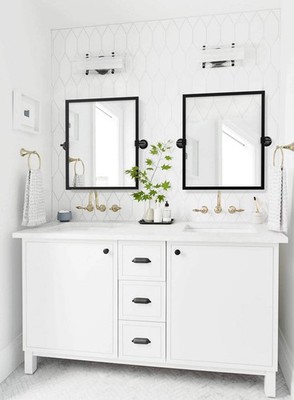 Black Metal Framed Pivot Rectangle Bathroom Mirror Tilting Beveled Vanity Mir...