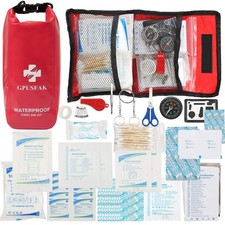 GPUSFAK 103 Pieces Boat Emergency Kit 2-in-1 Waterproof First Aid 103pcs, Red