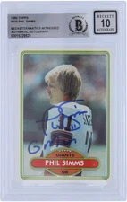 Phil Simms Giants Signed 1980 Topps #225 BAS 10 Rookie Card with "G-Men" Insc