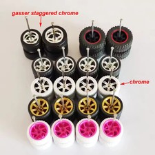 10 Sets Mixed Rims  11, 14  11/13mm Staggered Rubber Tires For 1/64 Hot Wheels