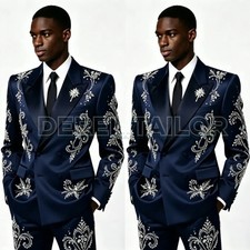 Men Suit Formal Suit Crystal Rhinestone Embroidered 2  Piece Tuxedo Wedding Groom