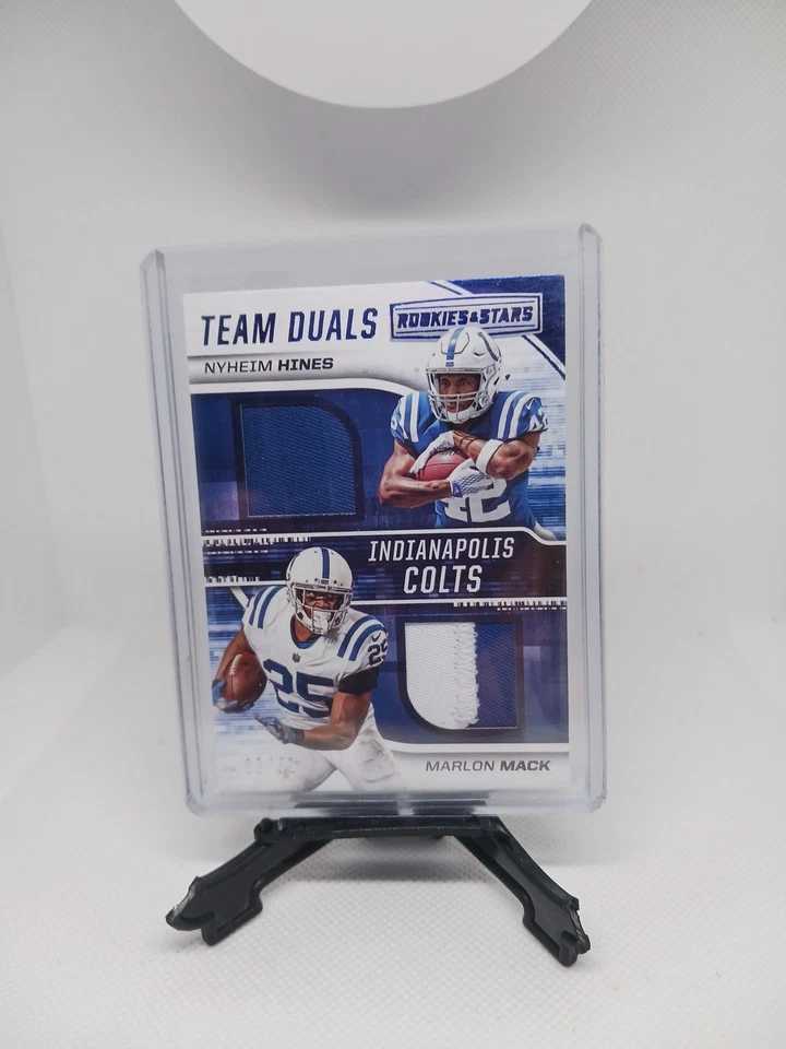 2018 Rookies & Stars Team Duals Relics Prime /49 Marlon Mack Nyheim Hines RC - Image 2 of 4