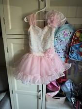 Child Small Pink Iridescent Sequin Trimmed Tulle Leotard w/ hair piece Weissman