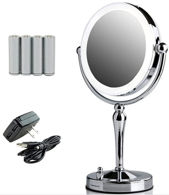 7.5'' LED Lighted Double-Sided Makeup Mirror with Dimmer - Chrome Finish