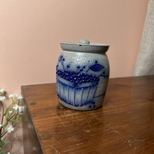 Vintage 1988 Salmon Falls Blueberry Basket Pottery Sugar Bowl With Lid