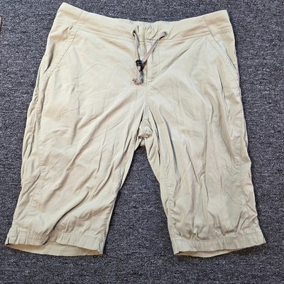 Columbia Hiking Shorts Women 31 Tan Drawstring Capri Cargo Gorpcore Outdoor