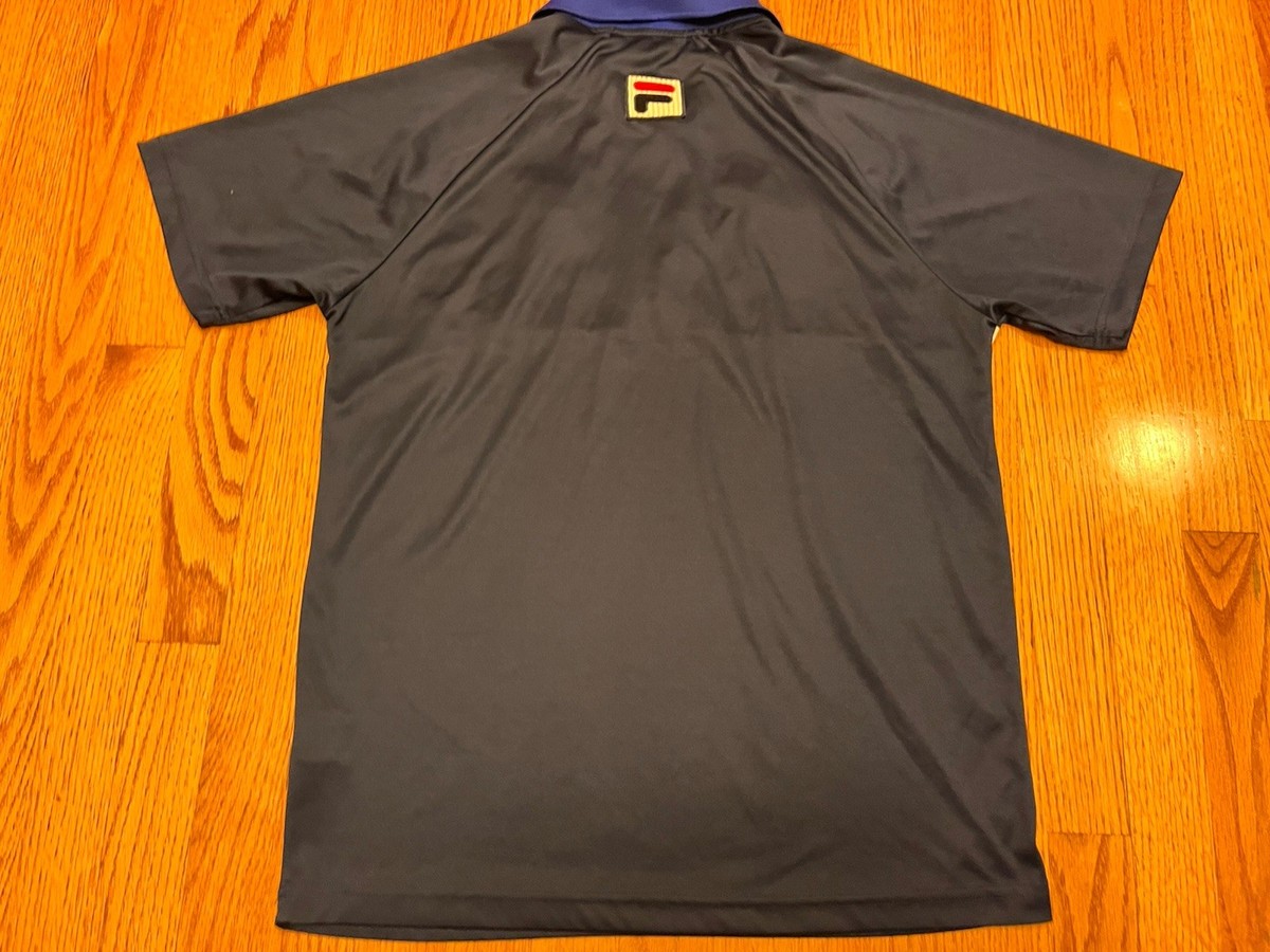 FILA Mens Small BNP Paribas Tennis Open Polo Shirt Ball Kid Blue
