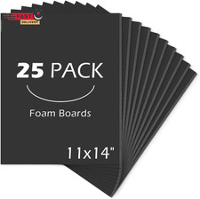 Mat Board Center, Pack of 25 Foam Boards Black Color, 11X14 3/16" 