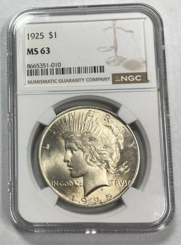 1925 Peace Dollar Flashy Brilliant NGC MS63