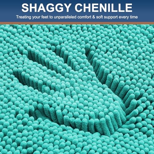 Luxury Chenille Toilet Rugs U-Shaped 24x20, 24" x 20" Contour Rug Turquoise - Bild 5 von 6