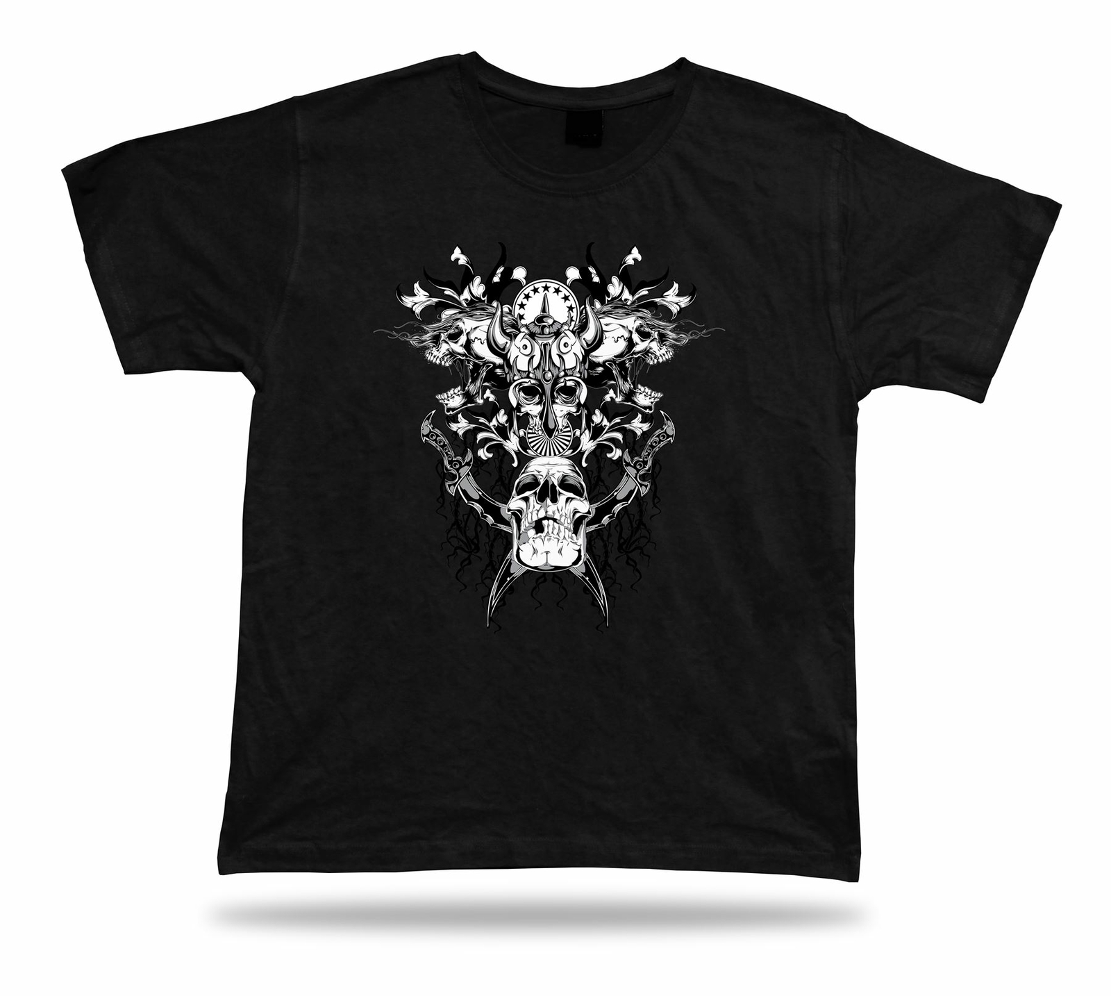 Tshirt Tee Shirt Birthday Gift Idea Warrior Skull Emblam Hardcore Helmet Death-image