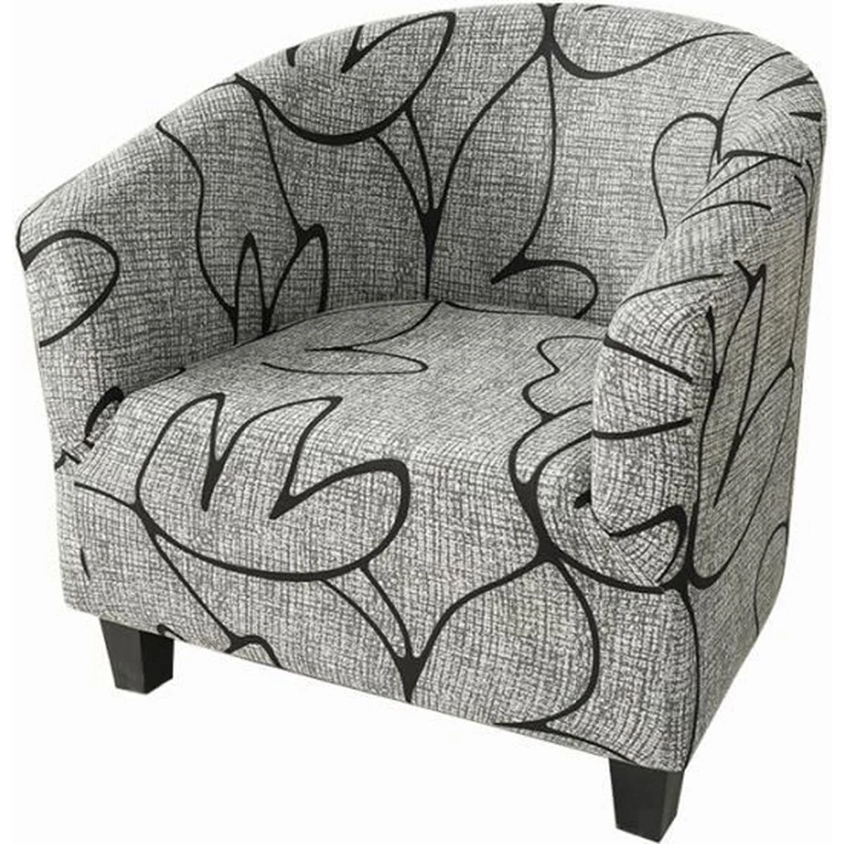 Housse De Fauteuil 1 Place Extensible - Monochrome Brossé, Antidérapante | Pour Salon, Salle à Manger