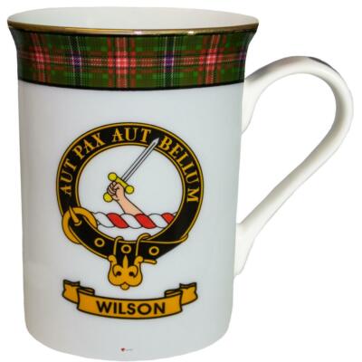Porzellan Teebecher Wilson Clan Crest Fine Bone Goldrand Made in Scotland