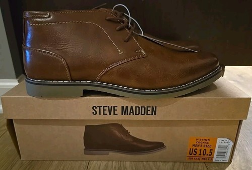 🌟NEW🌟 Steve Madden Men's Short Chukka P-SYMIN Boots -COGNAC SIZE 10.5 - 第 1/9 張圖片