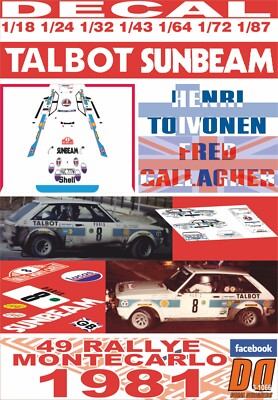 DECAL TALBOT SUNBEAM LOTUS H.TOIVONEN R.MONTECARLO 1981 5th (01)