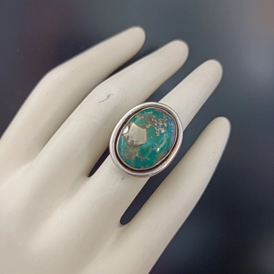 ÚNICO Anillo de Plata Vintage Audaz Plata de Ley 925 Piedra Natural Boho Tierra Regalo Foto 3 de 4