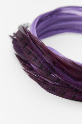 New Zara Purple Feathered Silk Headband Headpiece Size M 