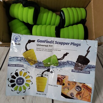 Ganfindx 6 Pack Form-Fitting Kayak Scupper Plug Kit Fit 1.4-1.8'' Green Scuppers