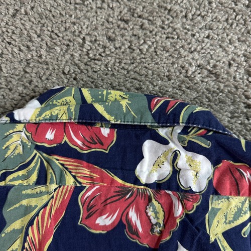 VINTAGE Hilo Hattie Hawaiian Shirt Womens Medium Blue Floral Burst Cotton Rayon - Picture 11 of 12