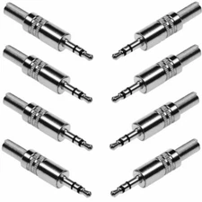 8 Pcs 3.5mm 1/8" Stereo Metal Plug Audio Connector Adapter Solder Type Nickel