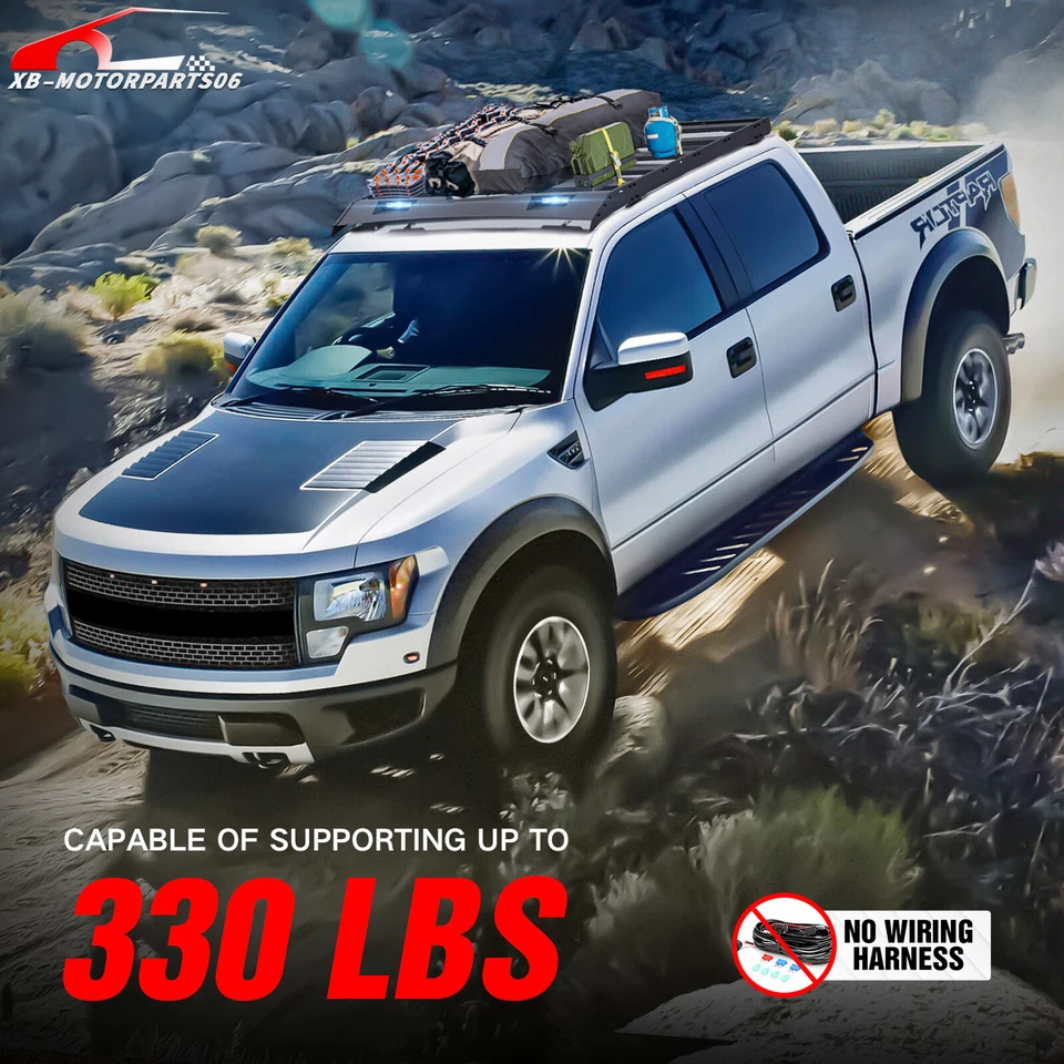 Rooftop Cargo Carrier Luggage Holder For 09-2014 Ford F-150&Raptor SuperCrew Cab - Image 2 of 4