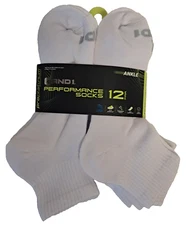 AND1 White Sock 12 Pair ProPlatinum Ankle Socks Arch Compression Men Quarter Cut