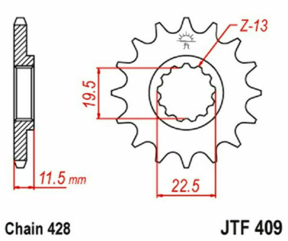 Kawasaki KLX125 Suzuki DR/DRZ Steel Front Sprocket 14T 428 JTF409