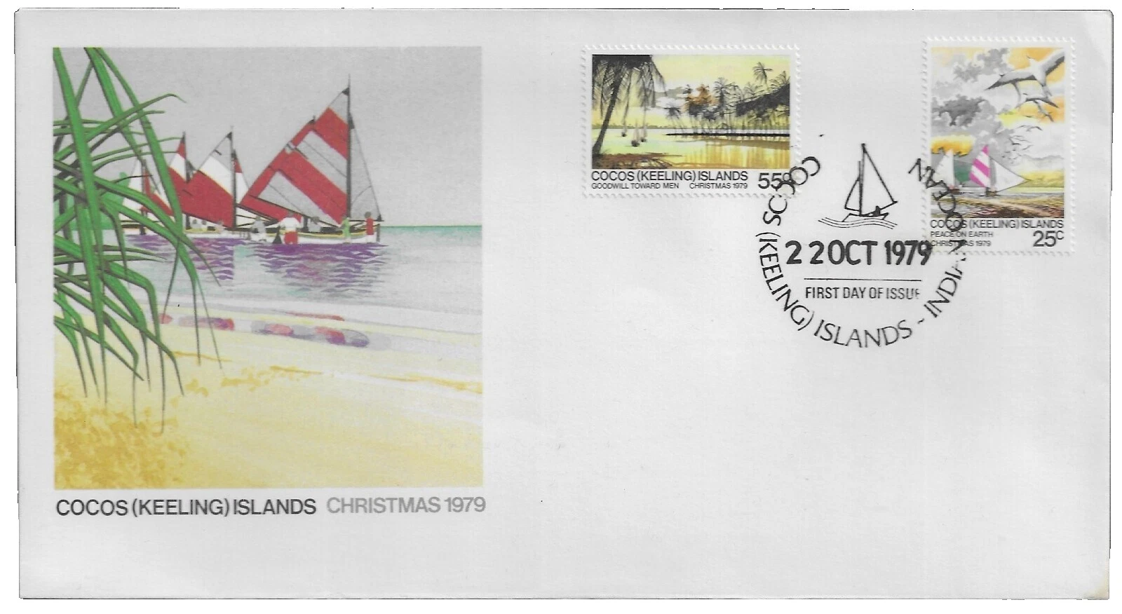 Sobre de Primer Día estampillas de la Isla del Coco