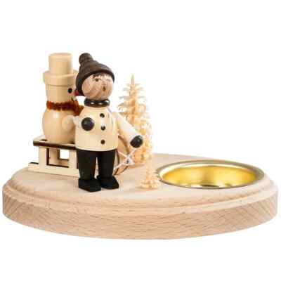 Leuchter Winterkind mit Schlitten Teelicht Teelichthalter ca 10 cm