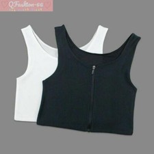 Lady Zip Chest Breast Binder Lesbian Tomboy FTM Bra Basic Vests Crop Tops Casual