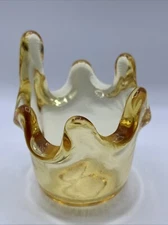 Vintage Fire and Light Citrus Splash Glass Tea Light Candle Holder-Signed