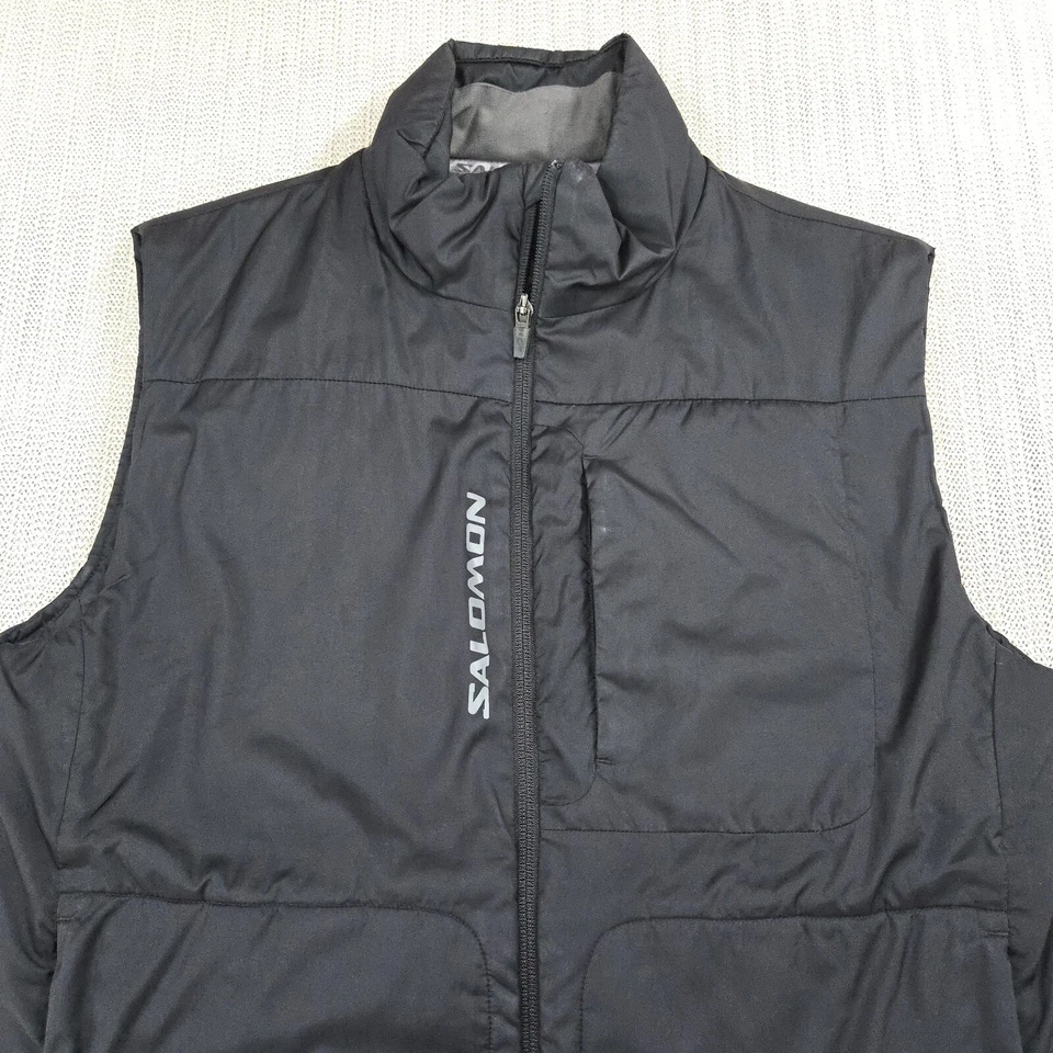 Chaleco acolchado Salomon para hombre pequeño forrado negro sin mangas cremallera completa Foto 3 de 4