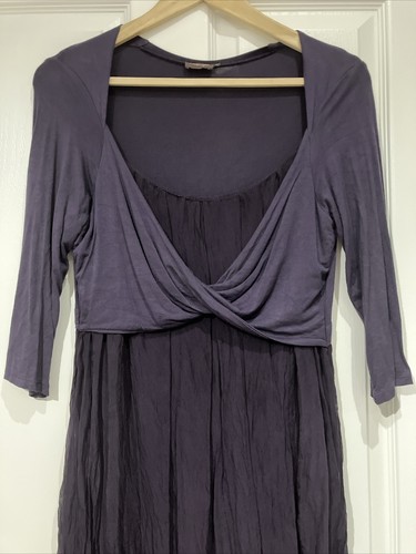 PHASE EIGHT XL PURPLE DRESS 3/4 Sleeves Lined Square Neck Crossover Bodice - Picture 2 of 7