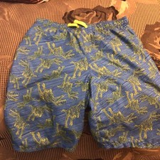 Boy's Wonder Nation Swim Shorts Swimsuit Blue Yellow Dinosaurs size 16-18