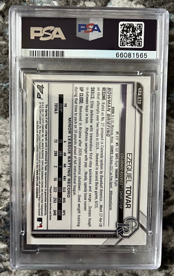 1) PSA 9 2021 Ezequiel Tovar Bowman Chrome Speckle Refractor AUTO 