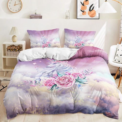 Unicorn Princess Mermaid Girls Cartoon Custom Made Doona Duvet Quilt Cover Set - Picture 8 of 23