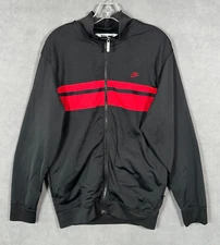 Nike Mens Track Jacket Medium Black Red Windbreaker Vintage Retro Hip Hop