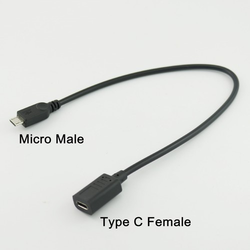 1x USB 3.1 Type C Female to Micro Male Data Charger Adapter Connector Cable 1FT - Picture 1 of 17