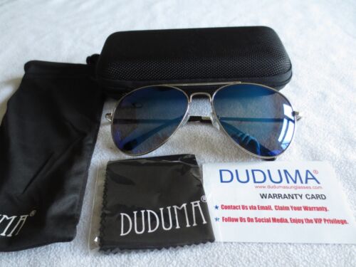 Duduma silver frame mirror sunglasses. New. With case. - Afbeelding 1 van 9