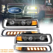 Per Chevy Tahoe Suburban Z71 2001-2006 Faro Proiettore LED + Lampade Paraurti DOT