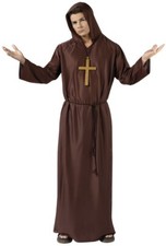 NEW Monk Costume Adult Standard Size Halloween Costume Hooded Robe & Belt