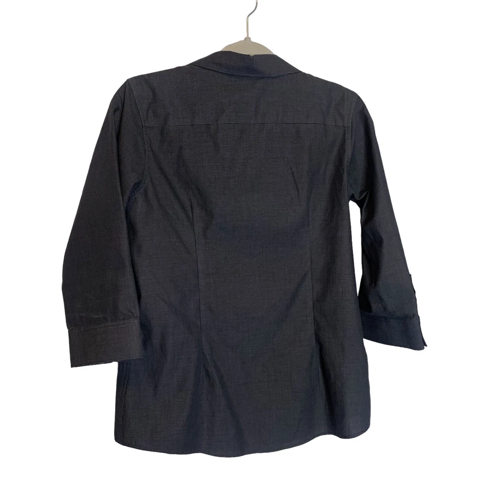 Cinergy Shirt Womens Small Gray Embroidered 3/4 Sleeve Hidden Button Front - Image 3 of 4