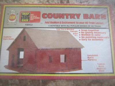 Vintage HO Scale Building Kit Snap Eaze Country Barn #15302 Sealed
